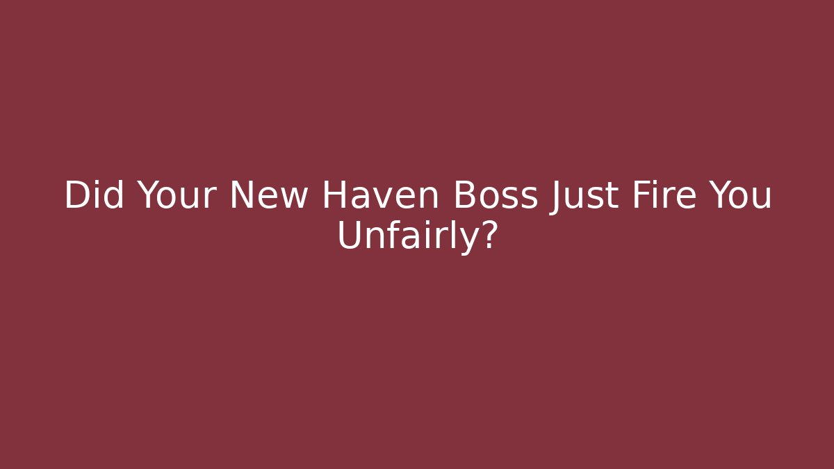 Did Your New Haven Boss Just Fire You Unfairly?