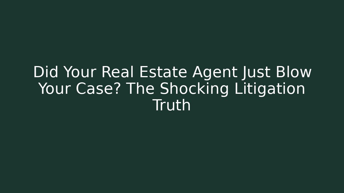 Did Your Real Estate Agent Just Blow Your Case? The Shocking Litigation Truth - WealthxGroup