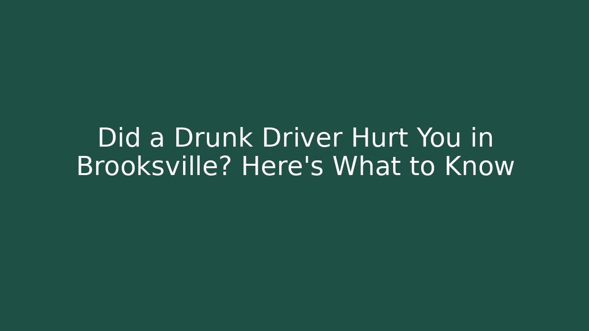 Did a Drunk Driver Hurt You in Brooksville? Here’s What to Know