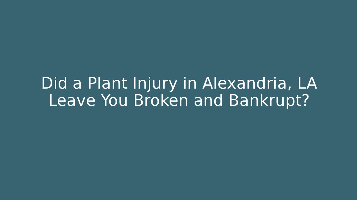 Did a Plant Injury in Alexandria, LA Leave You Broken and Bankrupt?