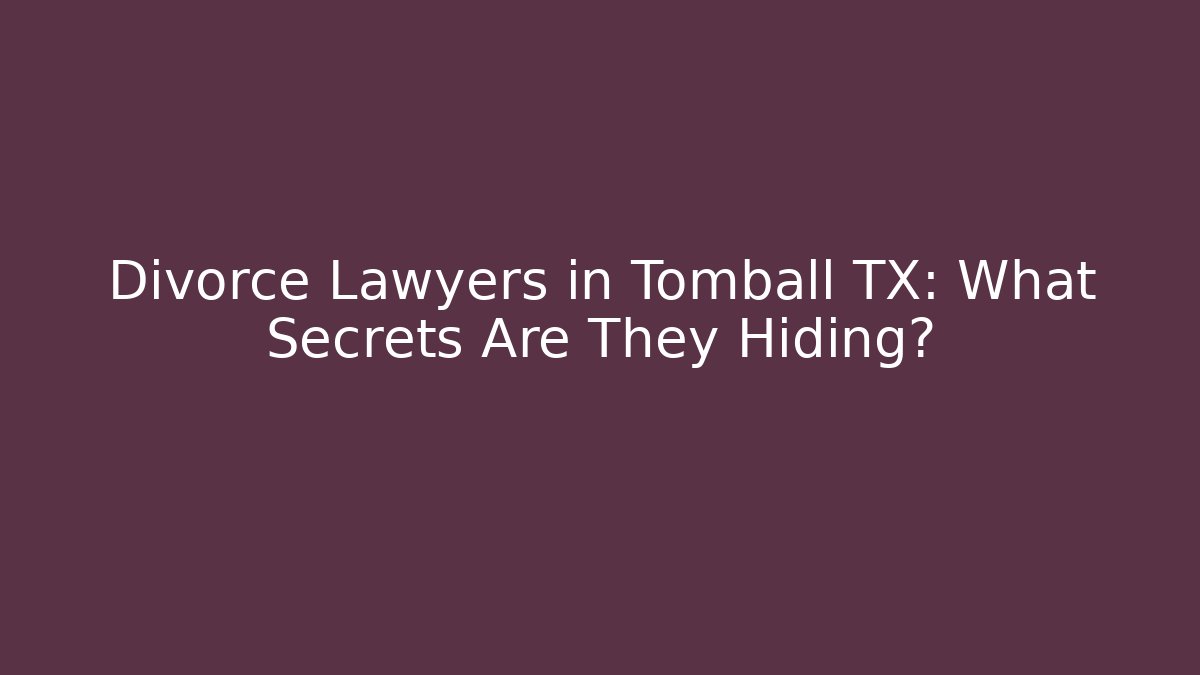 Divorce Lawyers in Tomball TX: What Secrets Are They Hiding?