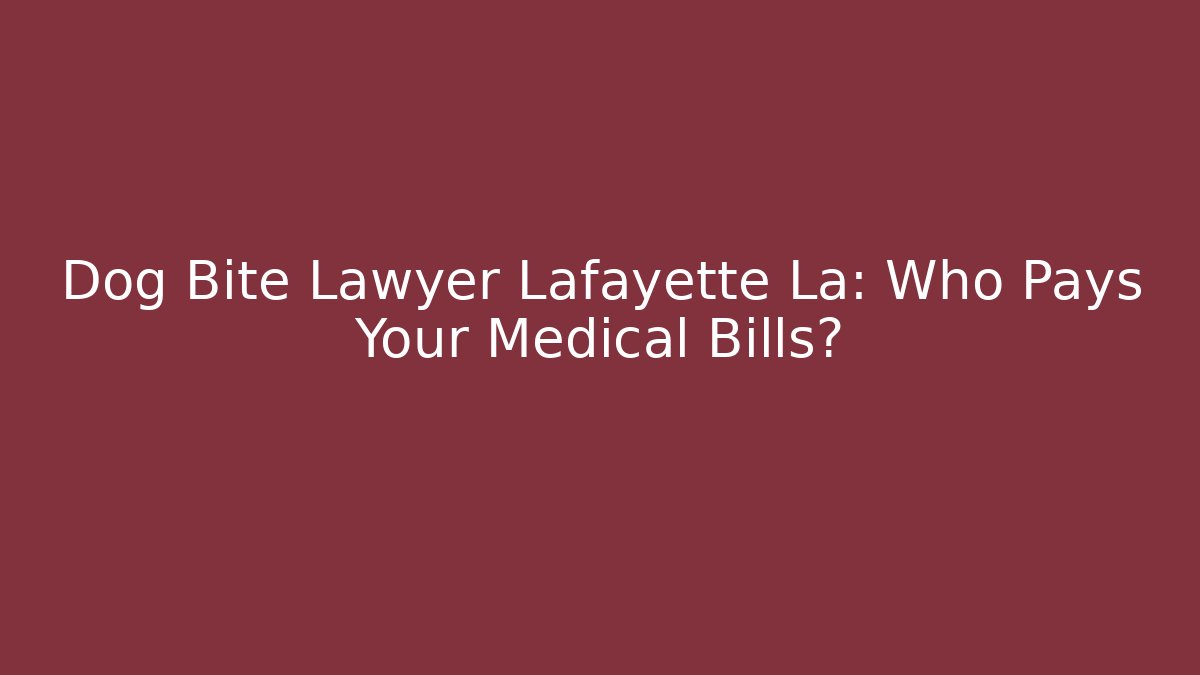 Dog Bite Lawyer Lafayette La: Who Pays Your Medical Bills? - WealthxGroup