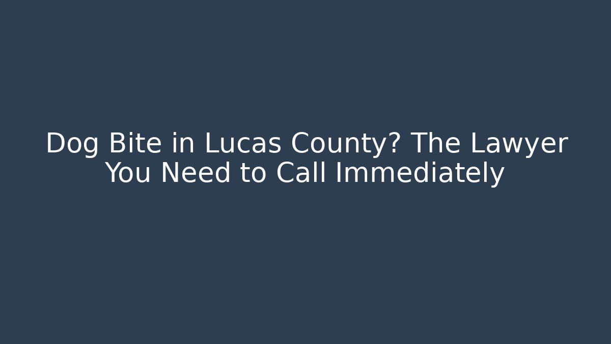 Dog Bite in Lucas County? The Lawyer You Need to Call Immediately