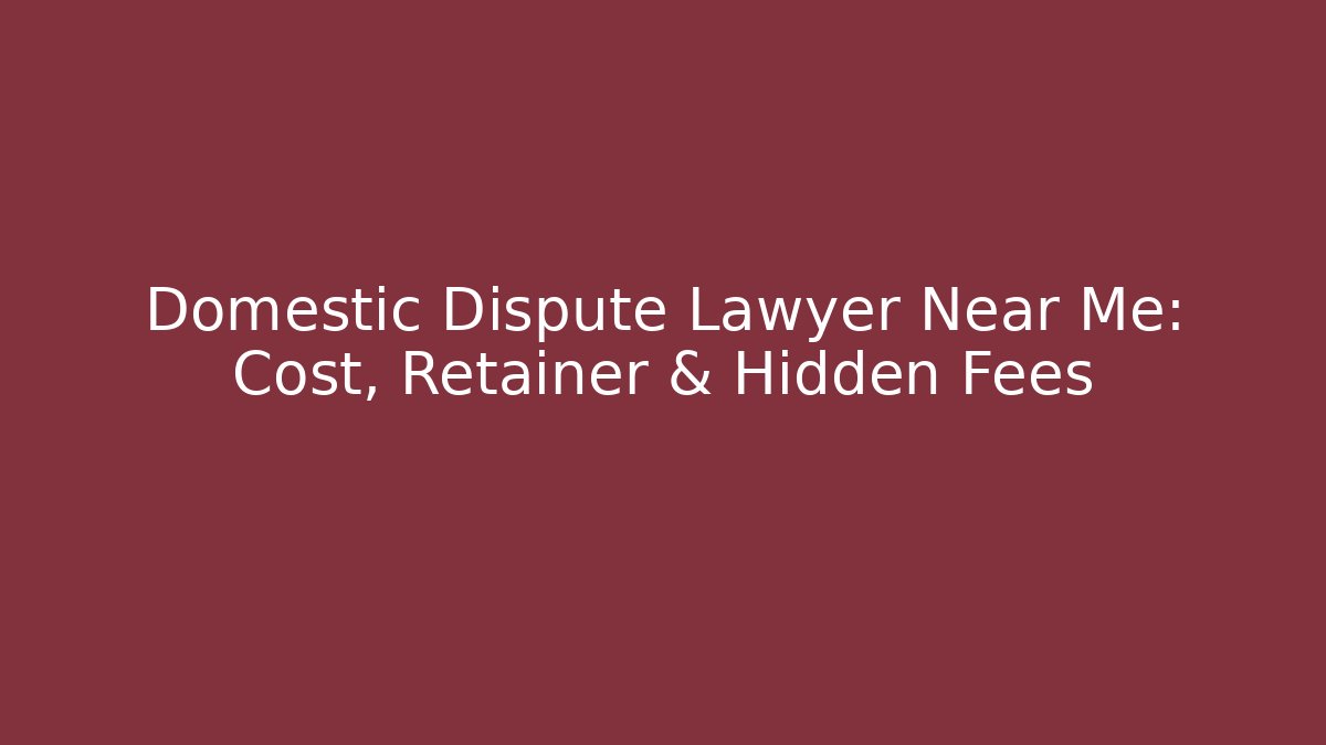 Domestic Dispute Lawyer Near Me: Cost, Retainer & Hidden Fees