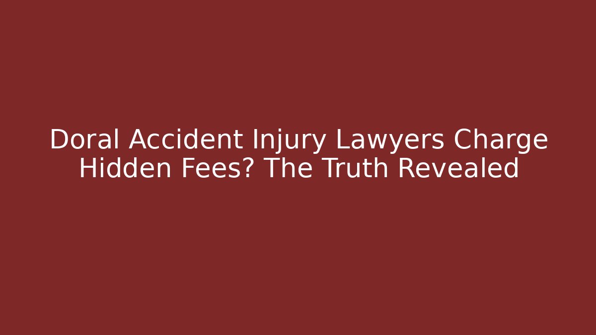 Doral Accident Injury Lawyers Charge Hidden Fees? The Truth Revealed