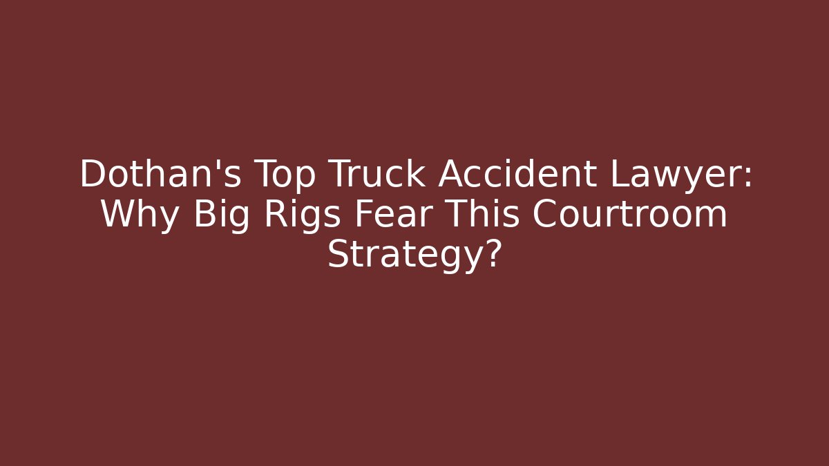 Dothan's Top Truck Accident Lawyer: Why Big Rigs Fear This Courtroom Strategy?
