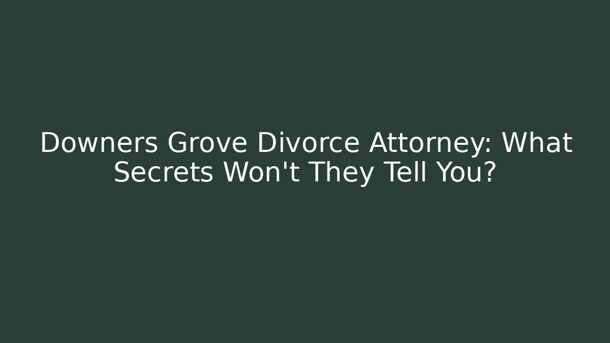 Downers Grove Divorce Attorney: What Secrets Won’t They Tell You?