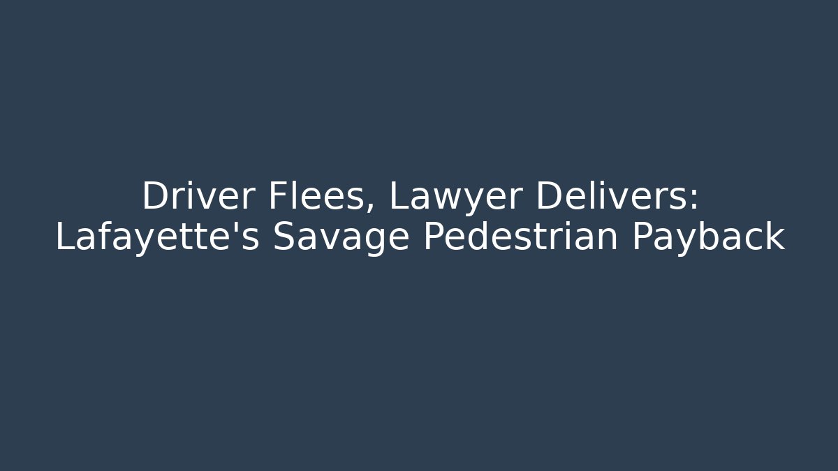 Driver Flees, Lawyer Delivers: Lafayette’s Savage Pedestrian Payback - WealthxGroup