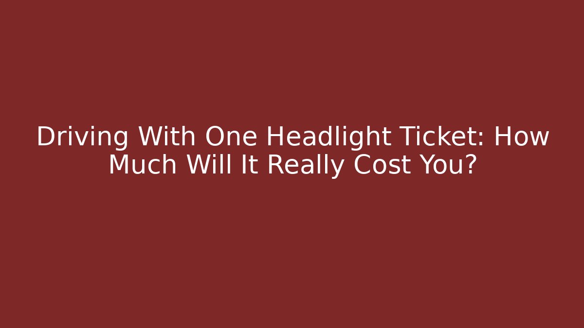 Driving With One Headlight Ticket: How Much Will It Really Cost You?