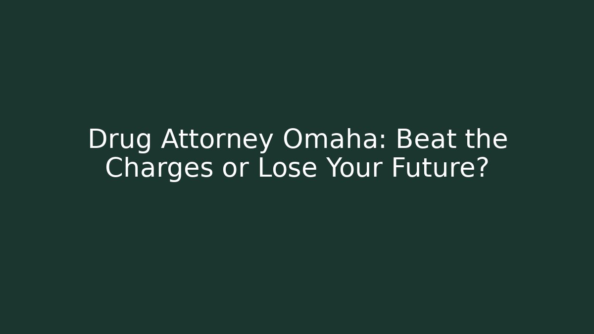 Drug Attorney Omaha: Beat the Charges or Lose Your Future?