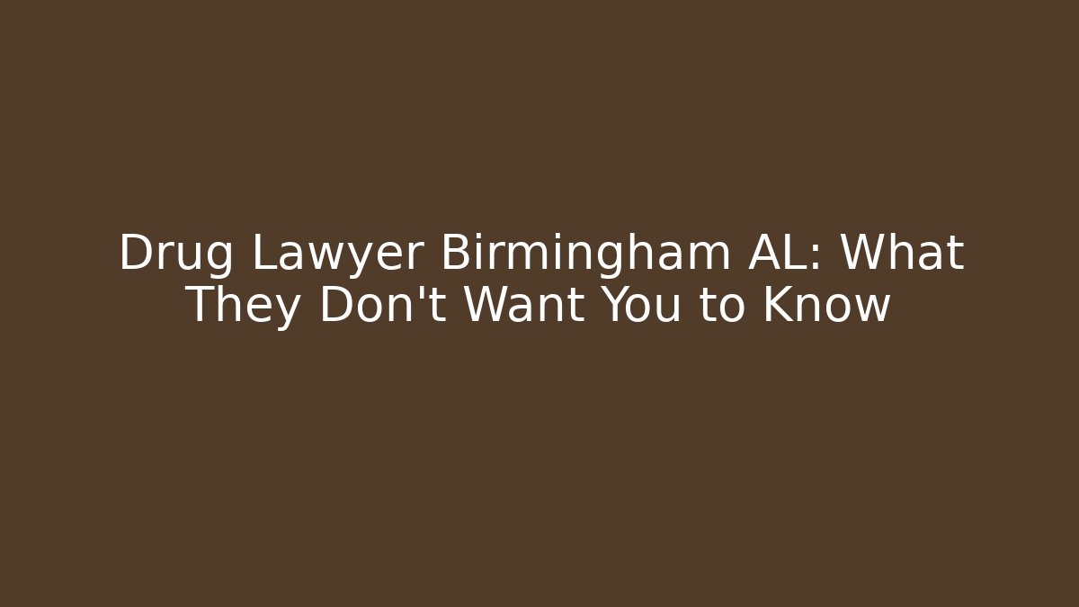 Drug Lawyer Birmingham AL: What They Don't Want You to Know