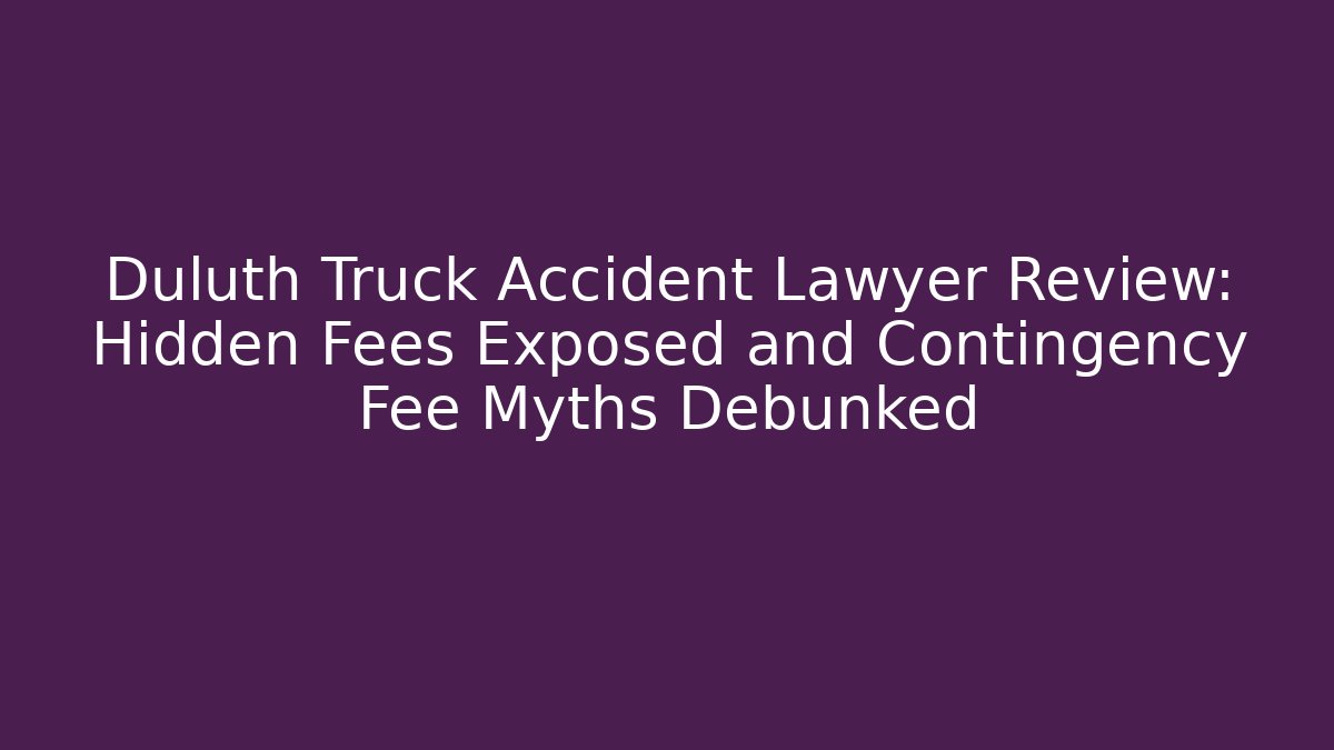 Duluth Truck Accident Lawyer Review: Hidden Fees Exposed and Contingency Fee Myths Debunked