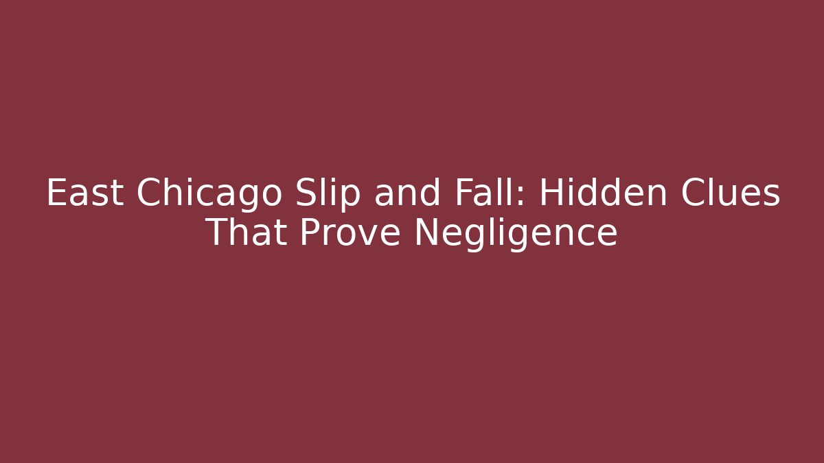 East Chicago Slip and Fall: Hidden Clues That Prove Negligence