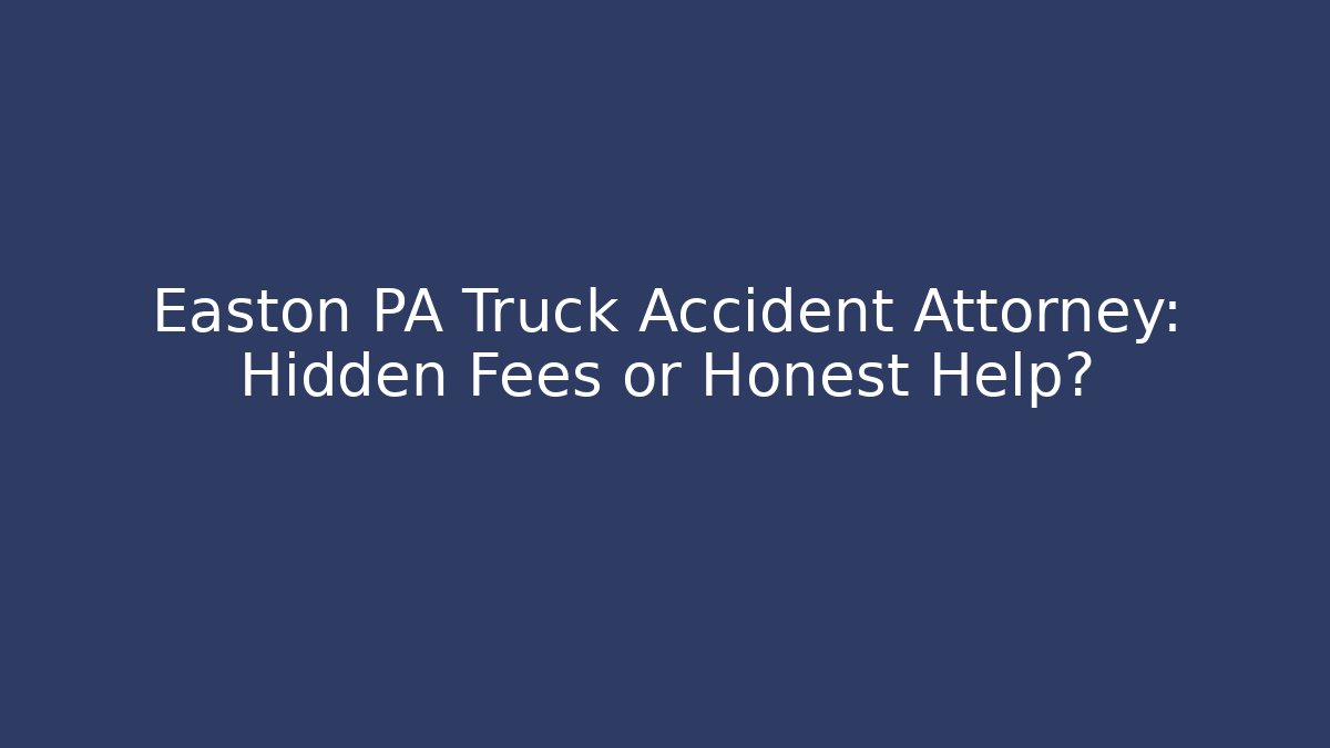 Easton PA Truck Accident Attorney: Hidden Fees or Honest Help? - WealthxGroup