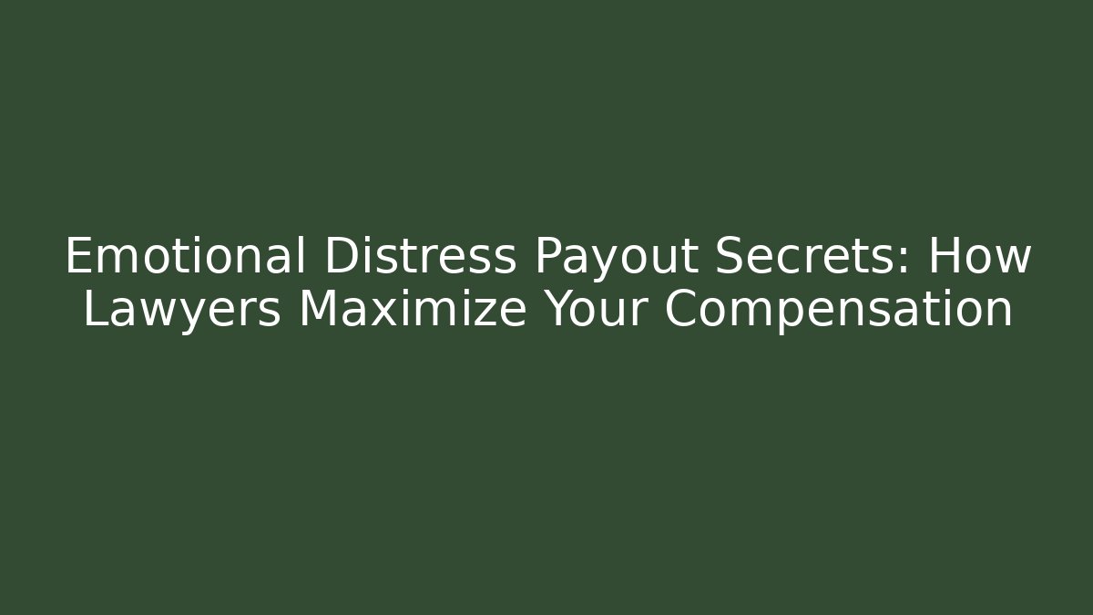 Emotional Distress Payout Secrets: How Lawyers Maximize Your Compensation