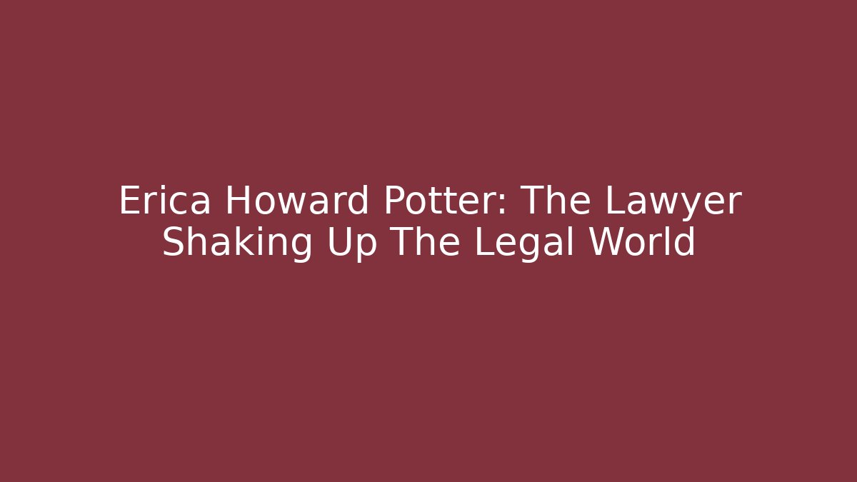 Erica Howard Potter: The Lawyer Shaking Up The Legal World