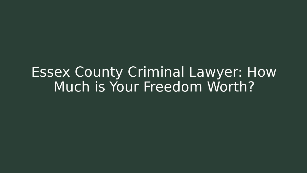 Essex County Criminal Lawyer: How Much is Your Freedom Worth?