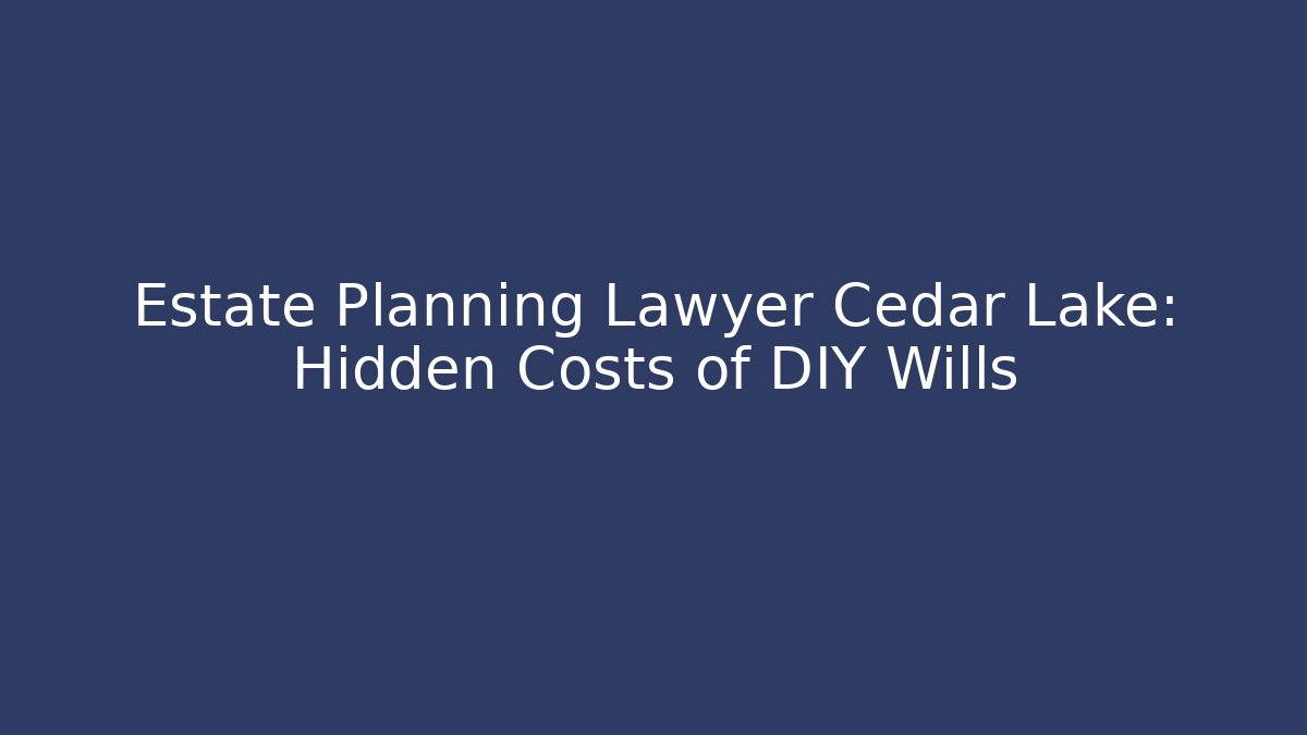 Estate Planning Lawyer Cedar Lake: Hidden Costs of DIY Wills