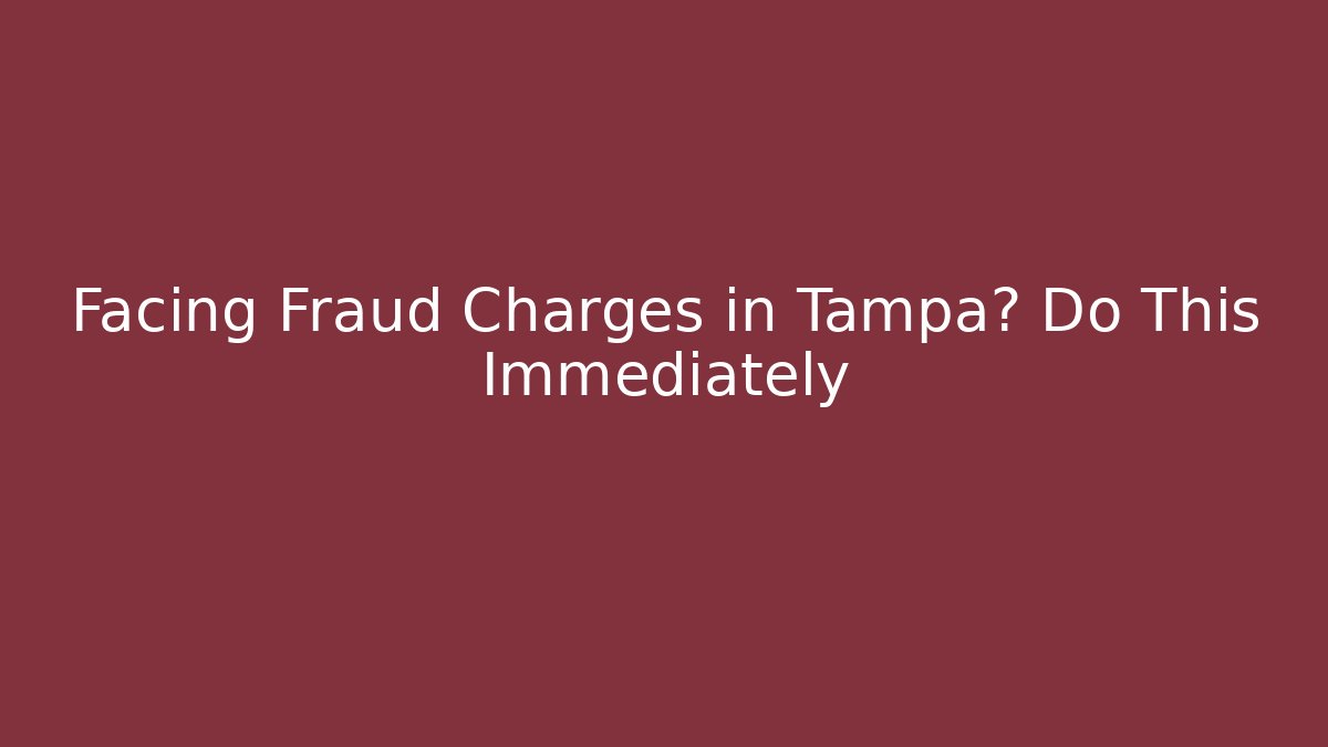 Facing Fraud Charges in Tampa? Do This Immediately