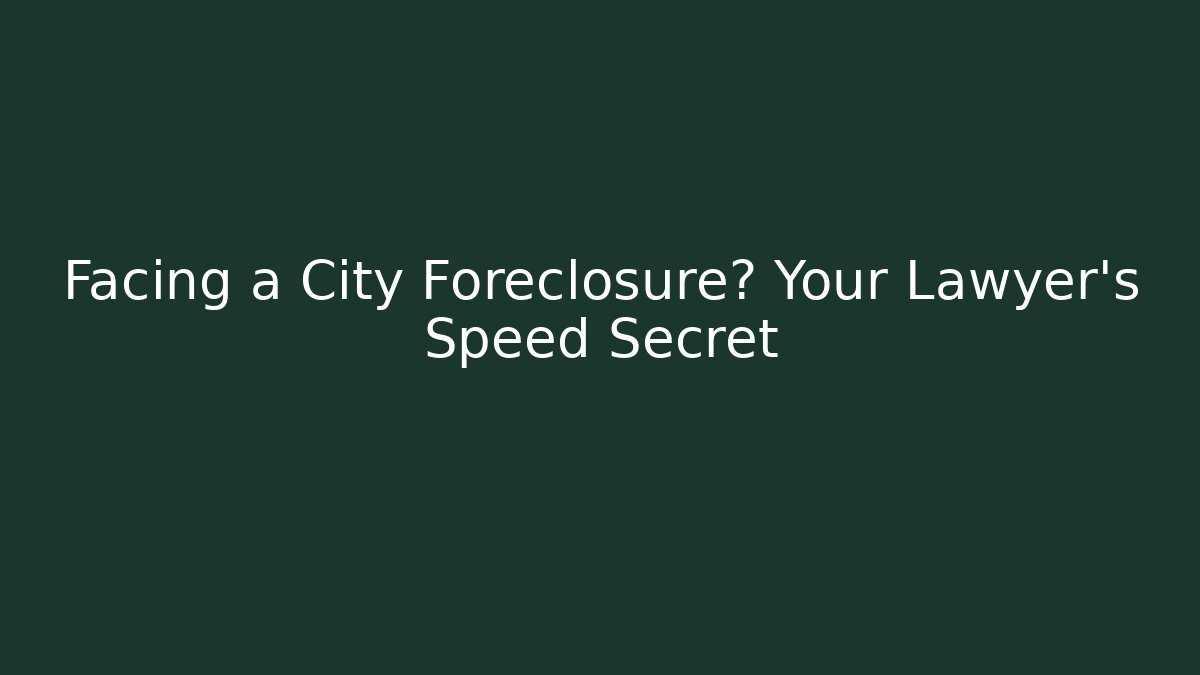 Facing a City Foreclosure? Your Lawyer’s Speed Secret