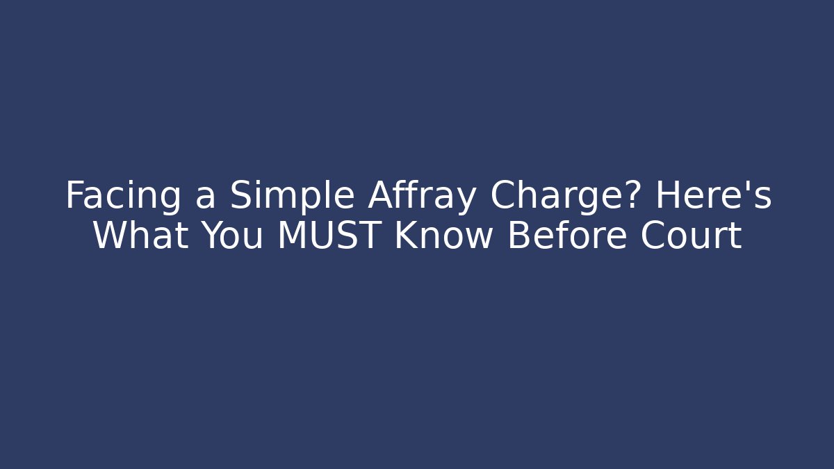 Facing a Simple Affray Charge? Here's What You MUST Know Before Court