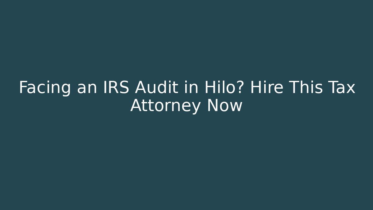 Facing an IRS Audit in Hilo? Hire This Tax Attorney Now