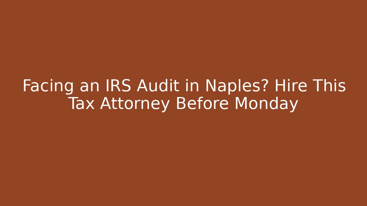Facing an IRS Audit in Naples? Hire This Tax Attorney Before Monday