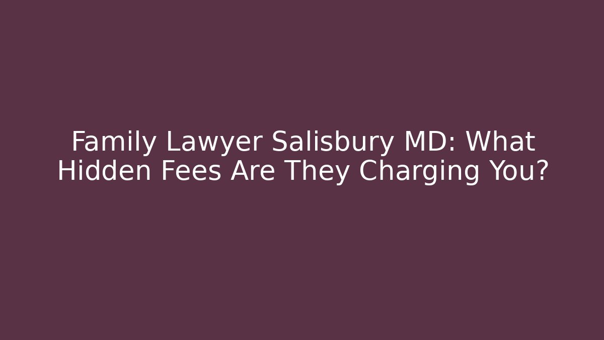 Family Lawyer Salisbury MD: What Hidden Fees Are They Charging You?