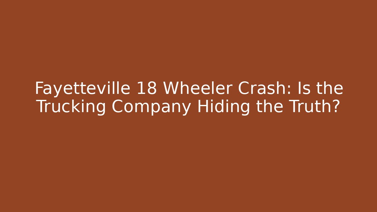 Fayetteville 18 Wheeler Crash: Is the Trucking Company Hiding the Truth?
