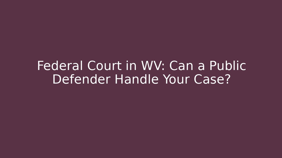 Federal Court in WV: Can a Public Defender Handle Your Case?
