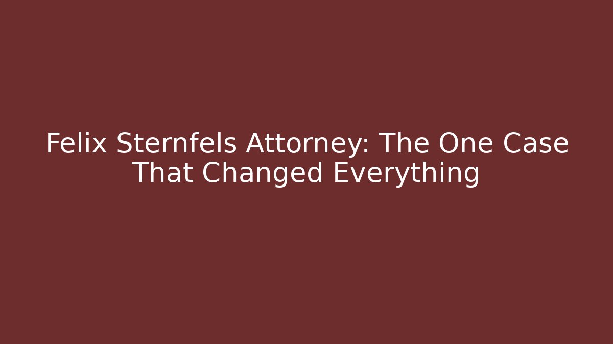 Felix Sternfels Attorney: The One Case That Changed Everything