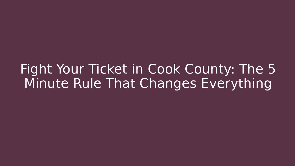 Fight Your Ticket in Cook County: The 5 Minute Rule That Changes Everything