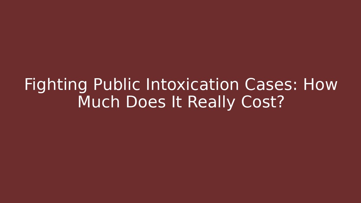 Fighting Public Intoxication Cases: How Much Does It Really Cost?