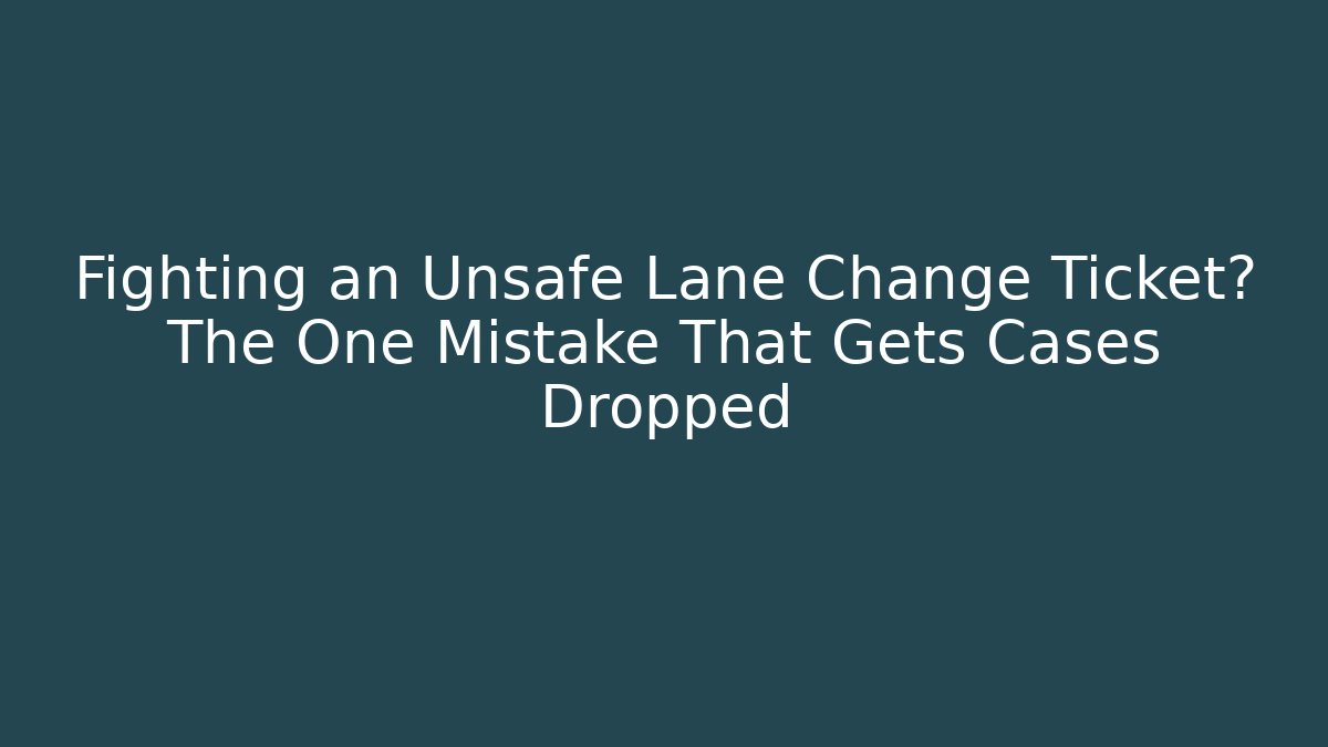 Fighting an Unsafe Lane Change Ticket? The One Mistake That Gets Cases Dropped