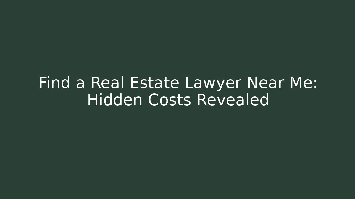 Find a Real Estate Lawyer Near Me: Hidden Costs Revealed