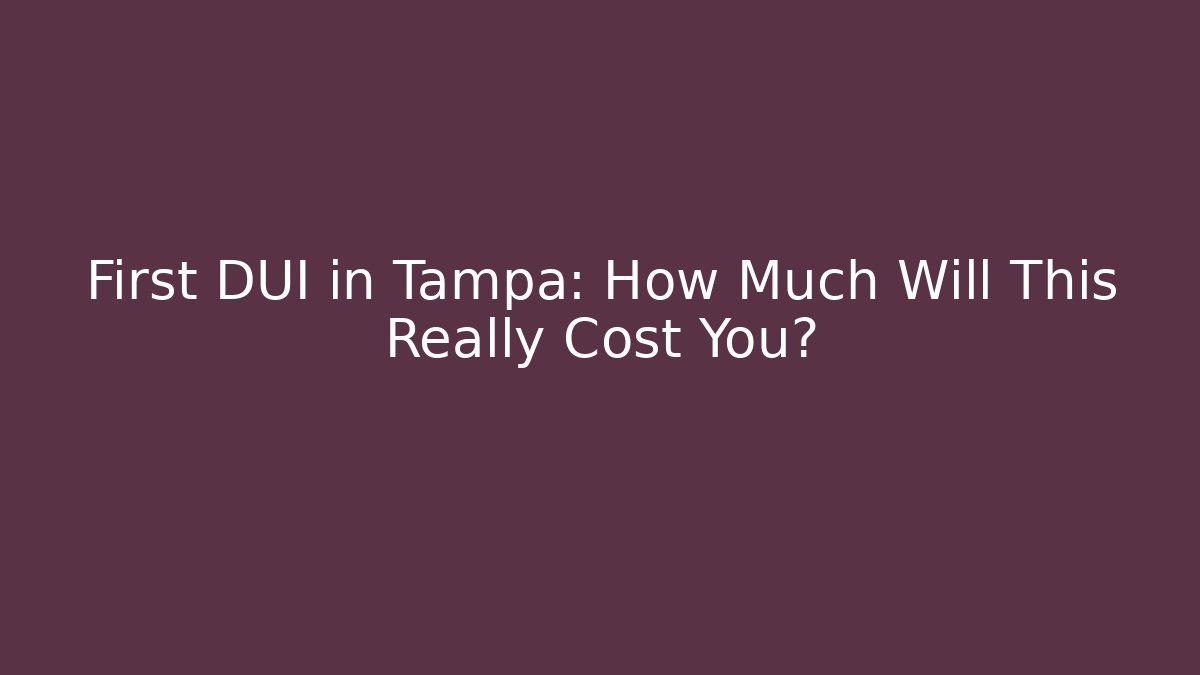First DUI in Tampa: How Much Will This Really Cost You? - WealthxGroup