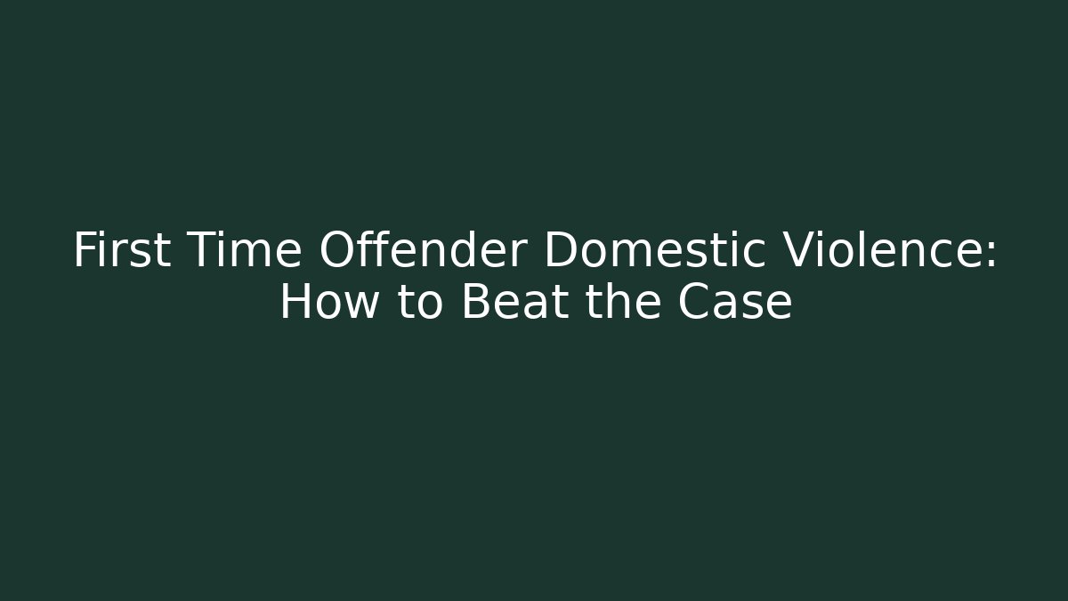 First Time Offender Domestic Violence: How to Beat the Case