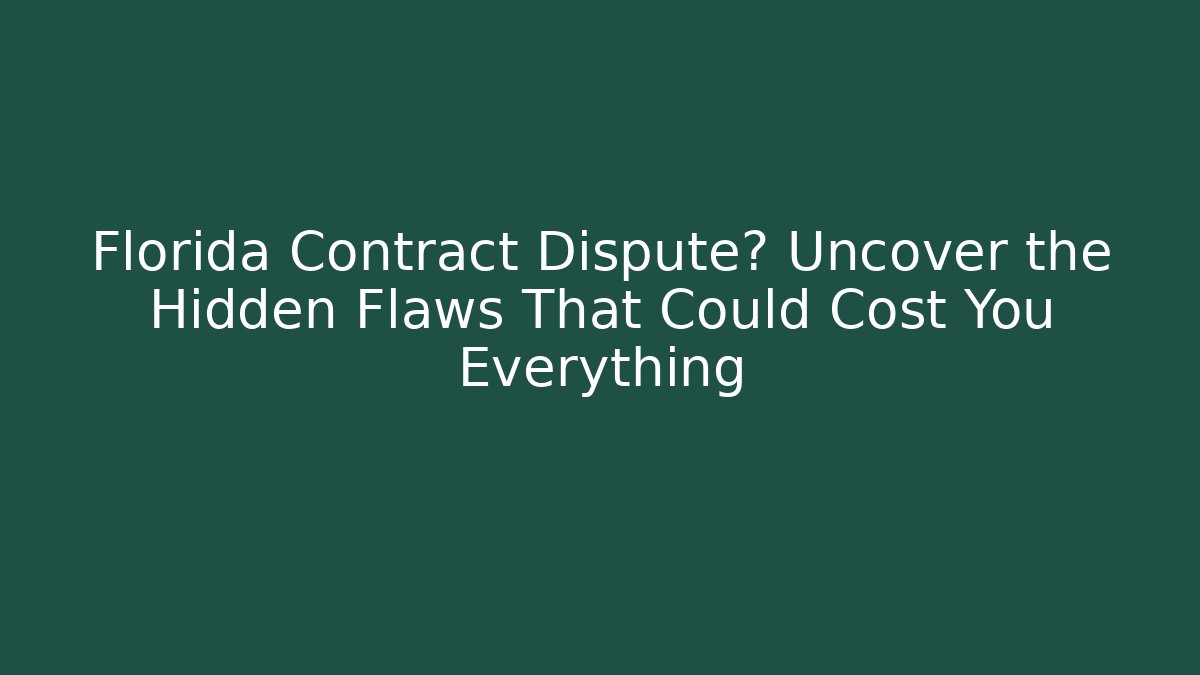 Florida Contract Dispute? Uncover the Hidden Flaws That Could Cost You Everything