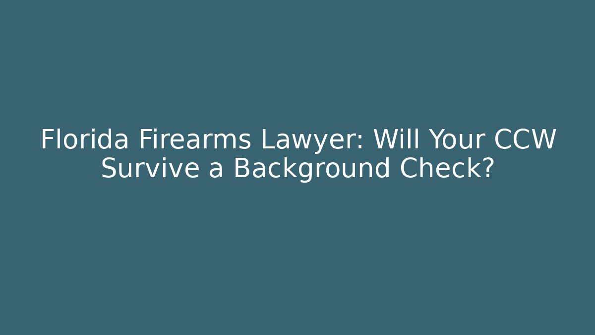 Florida Firearms Lawyer: Will Your CCW Survive a Background Check?
