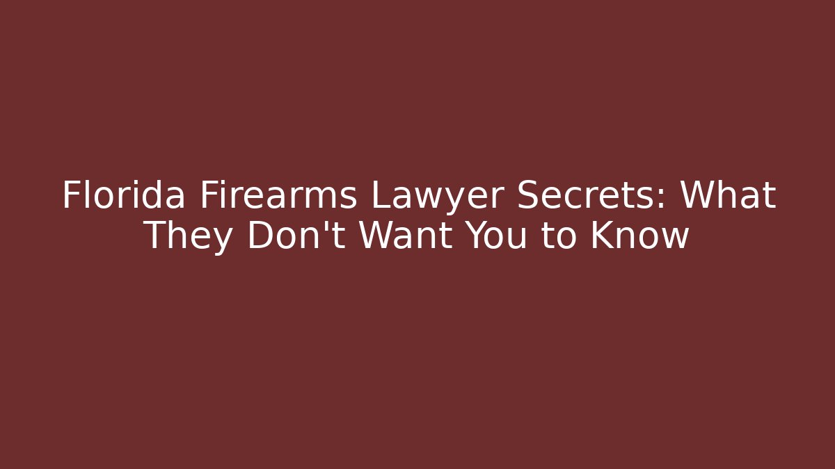 Florida Firearms Lawyer Secrets: What They Don't Want You to Know