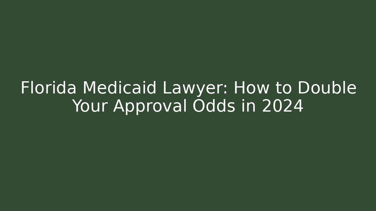 Florida Medicaid Lawyer: How to Double Your Approval Odds in 2024