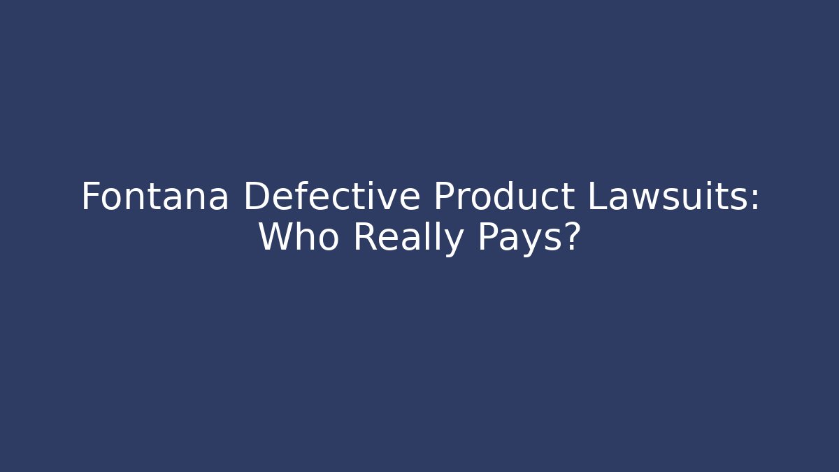 Fontana Defective Product Lawsuits: Who Really Pays?