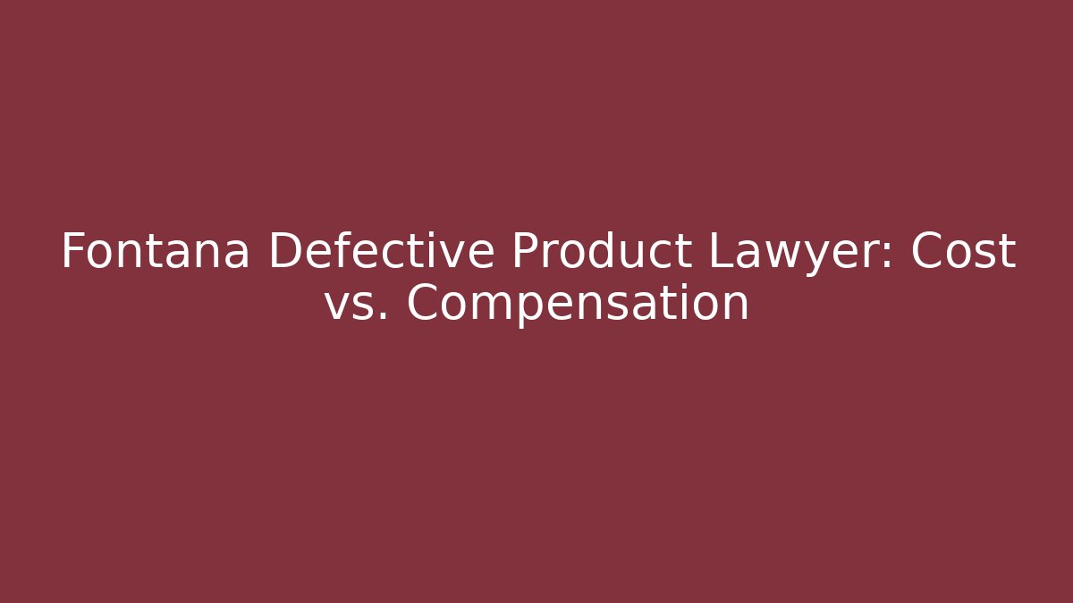 Fontana Defective Product Lawyer: Cost vs. Compensation