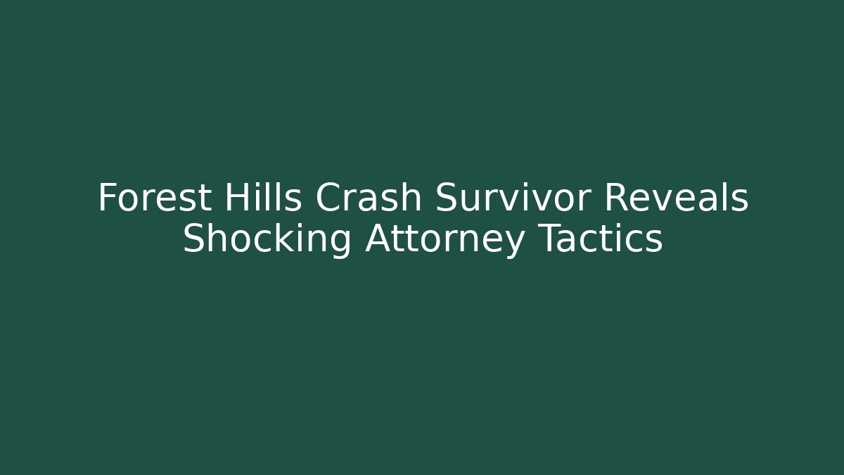 Forest Hills Crash Survivor Reveals Shocking Attorney Tactics