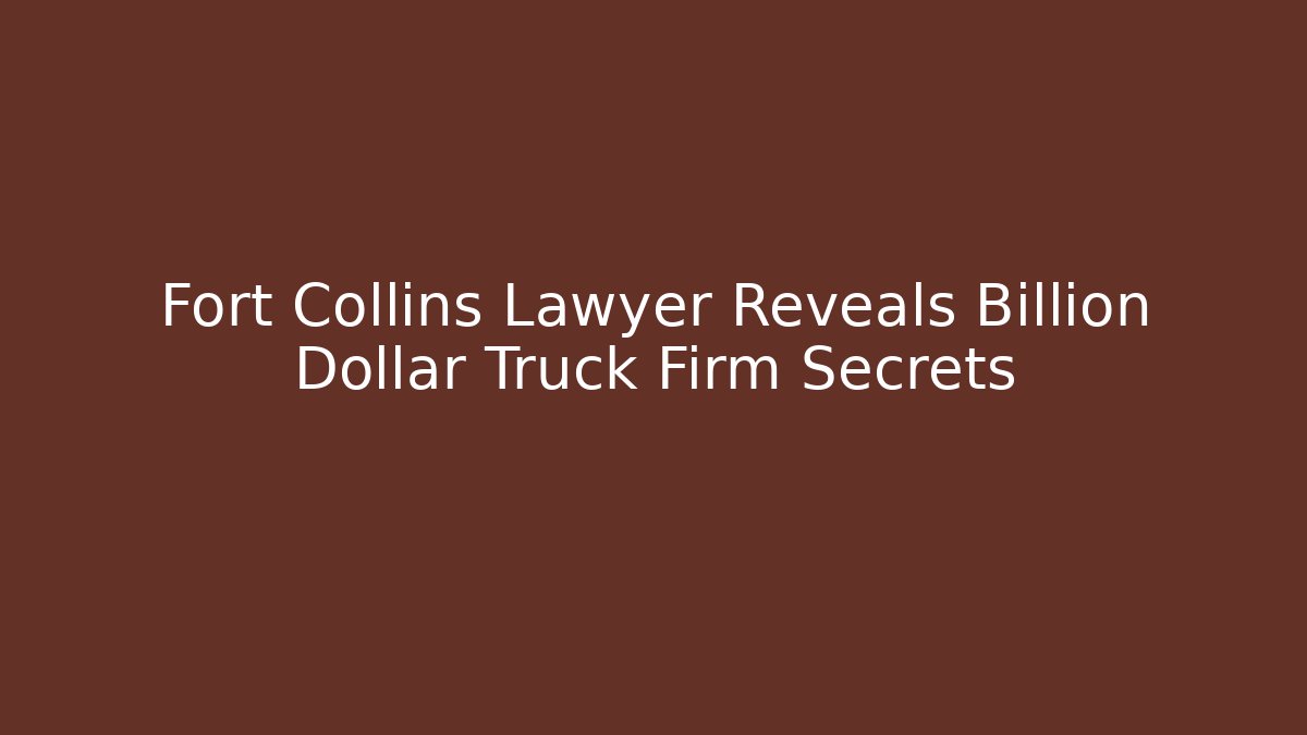 Fort Collins Lawyer Reveals Billion Dollar Truck Firm Secrets