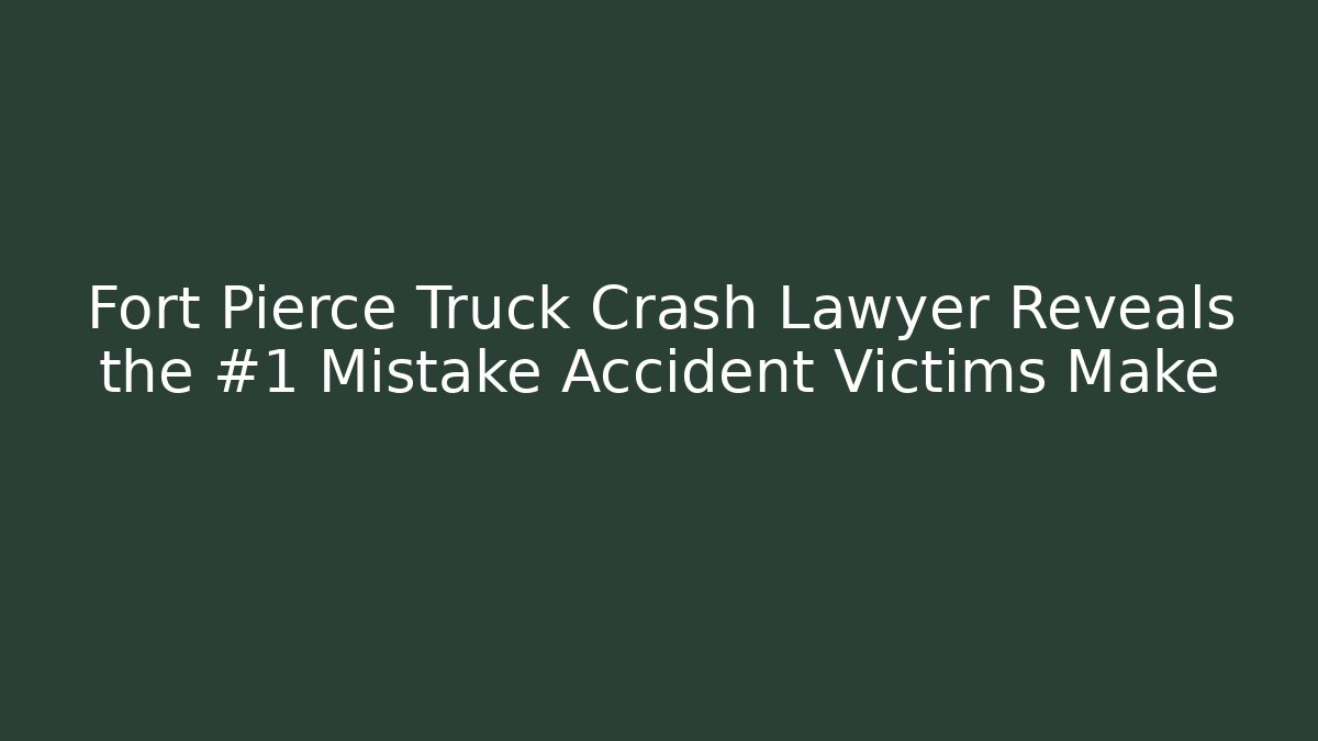 Fort Pierce Truck Crash Lawyer Reveals the #1 Mistake Accident Victims Make
