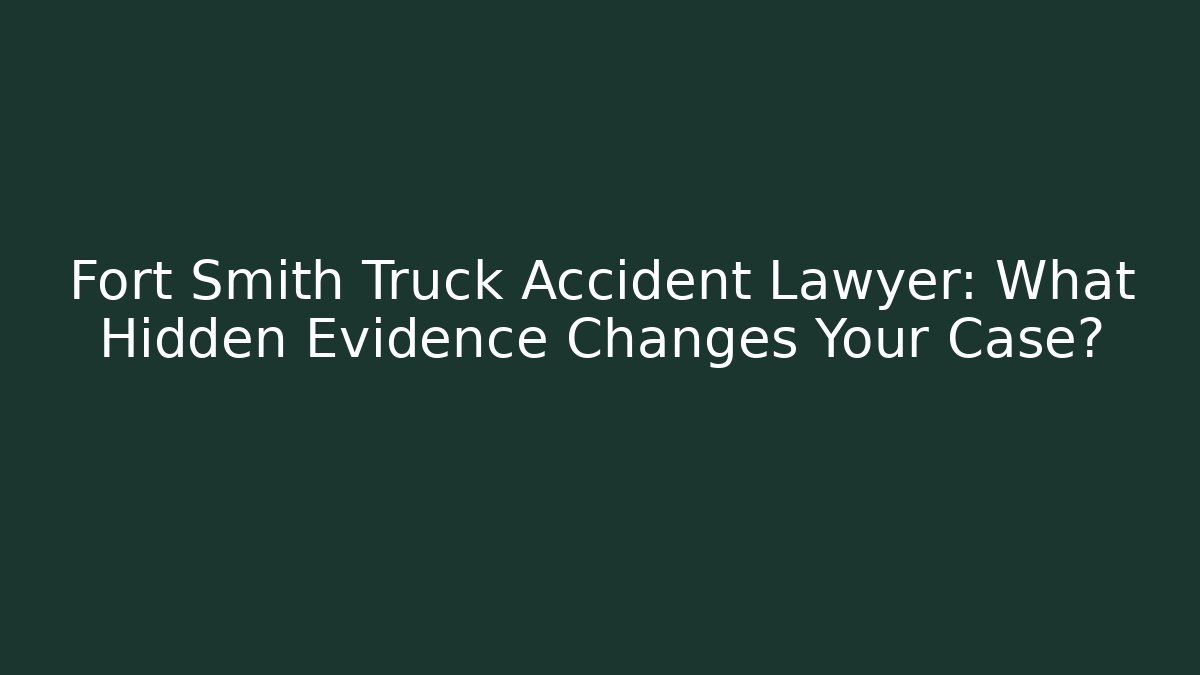 Fort Smith Truck Accident Lawyer: What Hidden Evidence Changes Your Case?