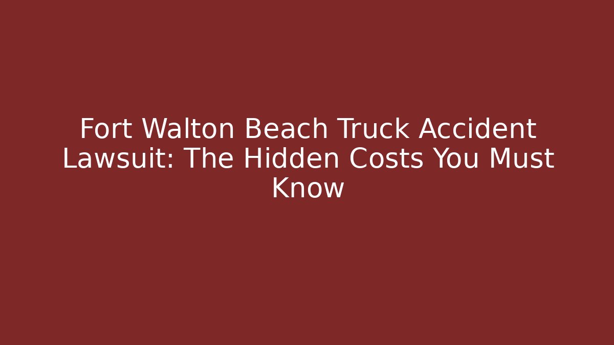 Fort Walton Beach Truck Accident Lawsuit: The Hidden Costs You Must Know