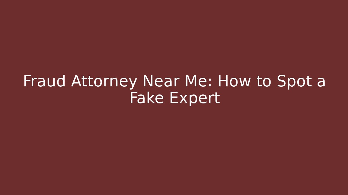Fraud Attorney Near Me: How to Spot a Fake Expert