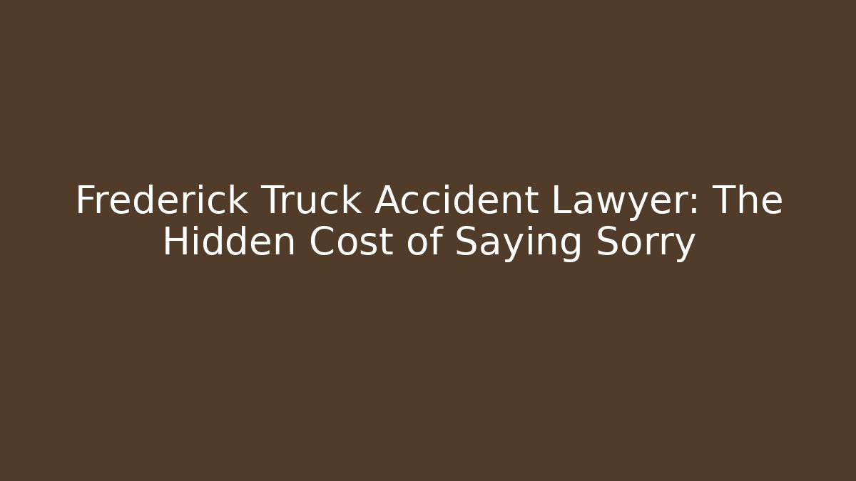 Frederick Truck Accident Lawyer: The Hidden Cost of Saying Sorry